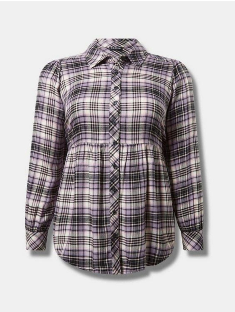 Torrid Softest Flannel Tie Back Button Up Tunic